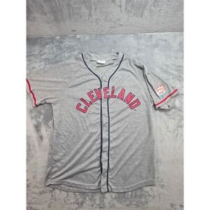 Match-Up Cleveland Indians Baseball Jersey Gray Red Navy #14 Mens XL Button Down